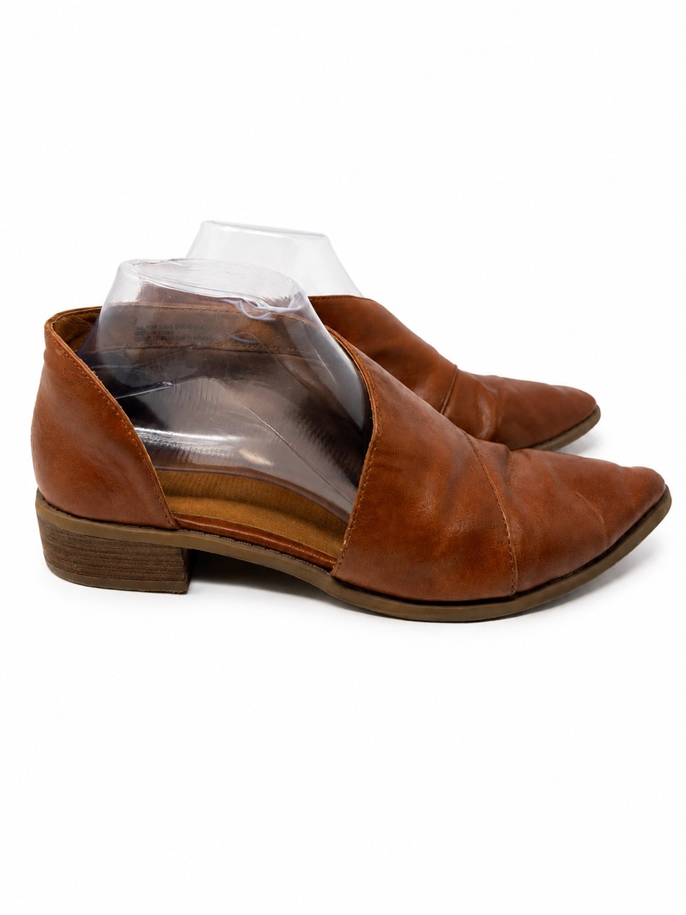 Universal Thread Cognac Cutout Ankle Booties Low Block Heel D'Orsay Boots Size 9